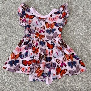 Little Sleepies Pink Butterfly Bodysuit Dress 3-6 Months
